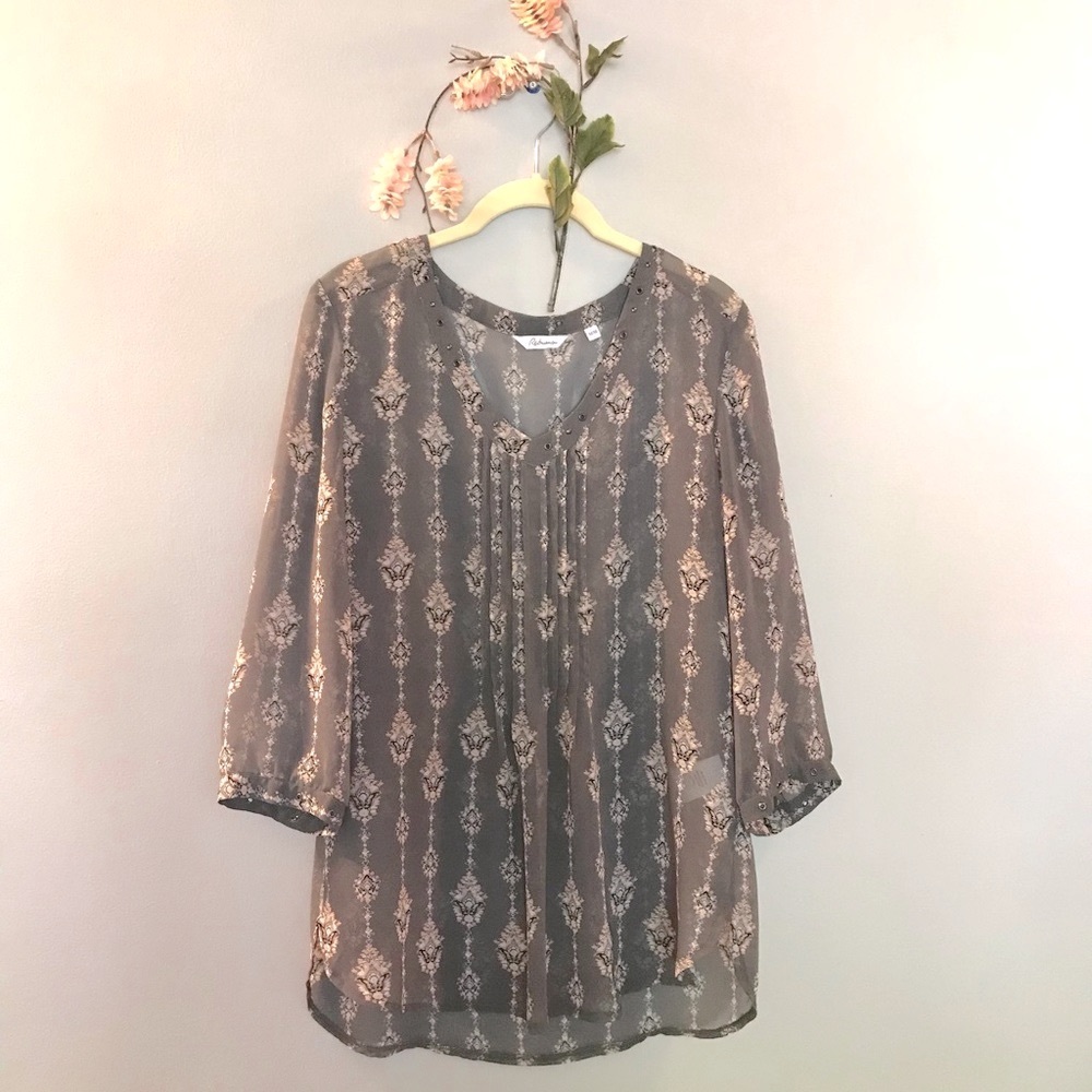 Bohemian blouse | boho top | pink gray blouse